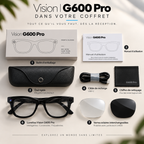 Présentation des lunettes IA Vision G600 Pro et des accessoires fournis dans le coffret
