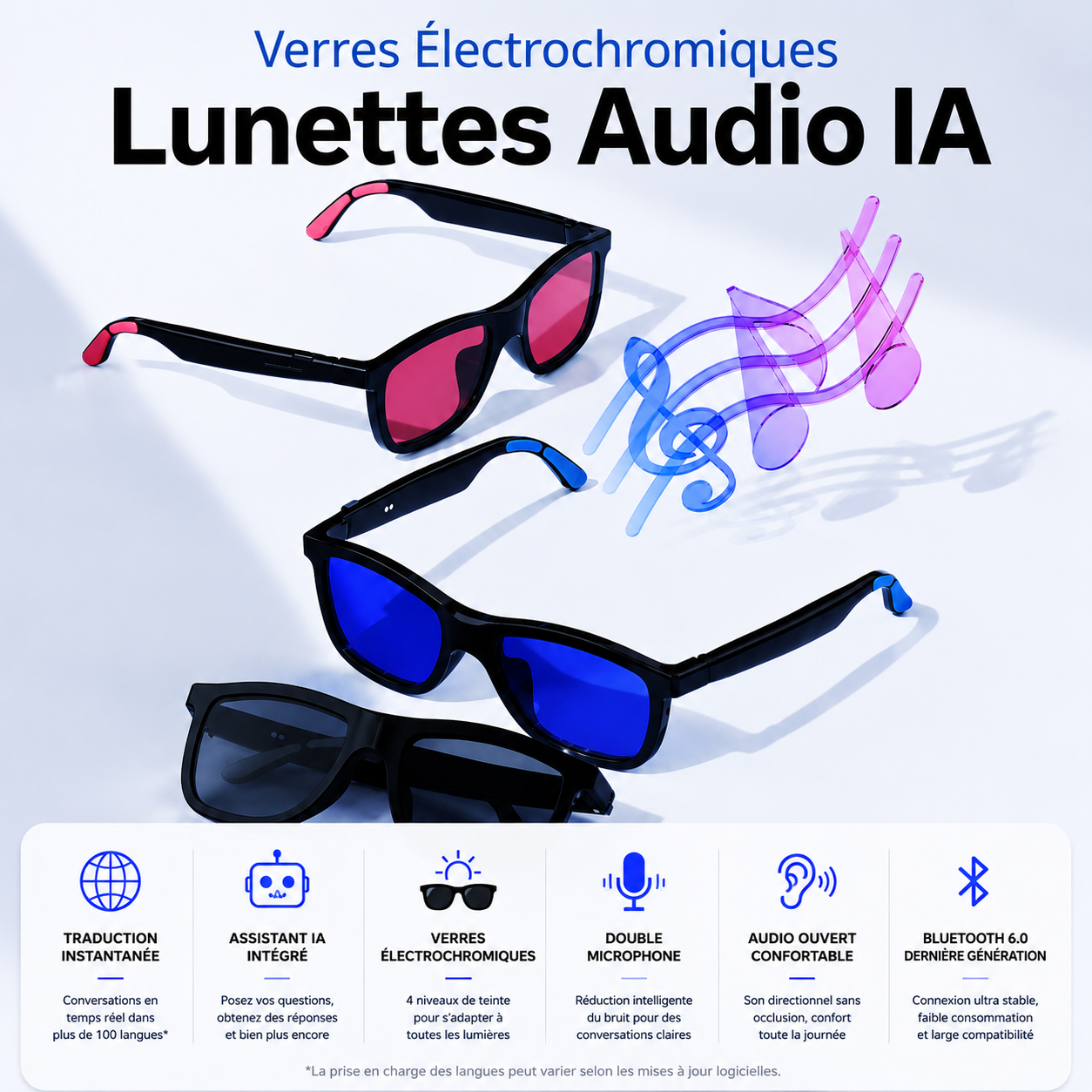 Idéal pour la traduction instantanée, les appels et l'écoute audio.