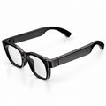 Lunettes IA Vision G600 Pro noires avec monture rectangulaire, vue de trois quarts sur fond blanc