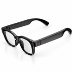 Lunettes IA Vision G600 Pro noires avec monture rectangulaire, vue de trois quarts sur fond blanc