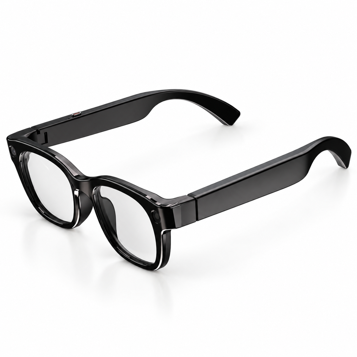 Lunettes IA Vision G600 Pro noires avec monture rectangulaire, vue de trois quarts sur fond blanc