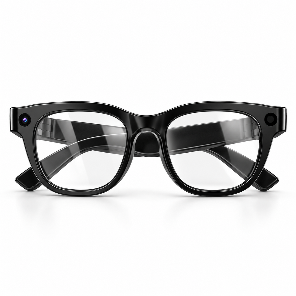 Vue intérieure des lunettes Vision G600 Pro avec monture noire et verres transparents