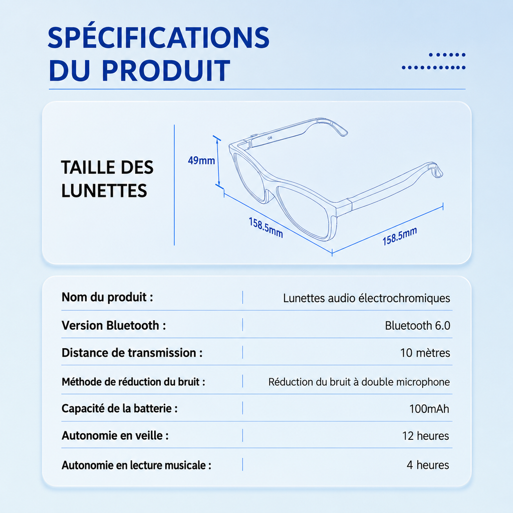 Lunettes Traductrices IA Électrochromiques | Flex G60