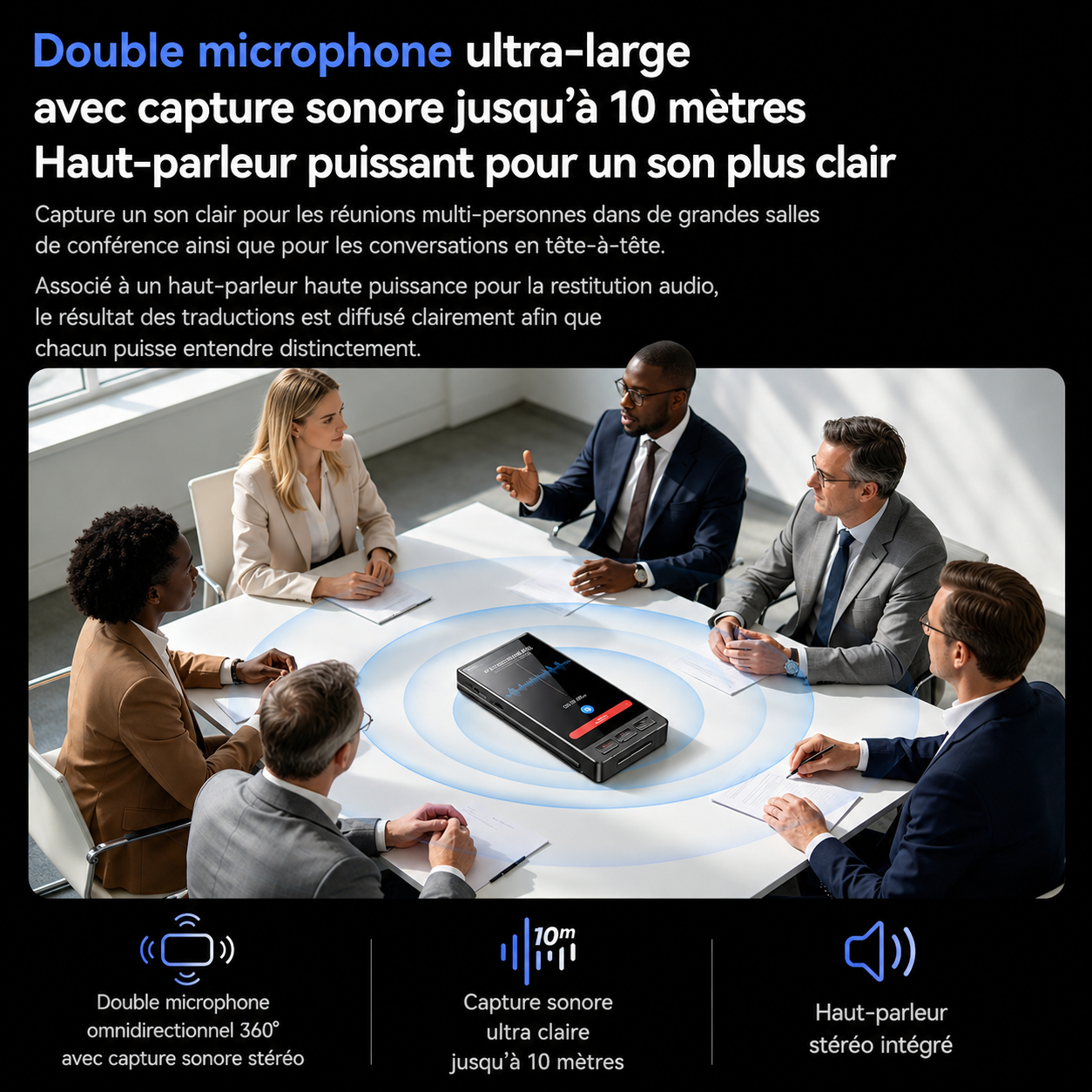 Traducteur IA M90 Pro avec traduction instantanée multilingue
