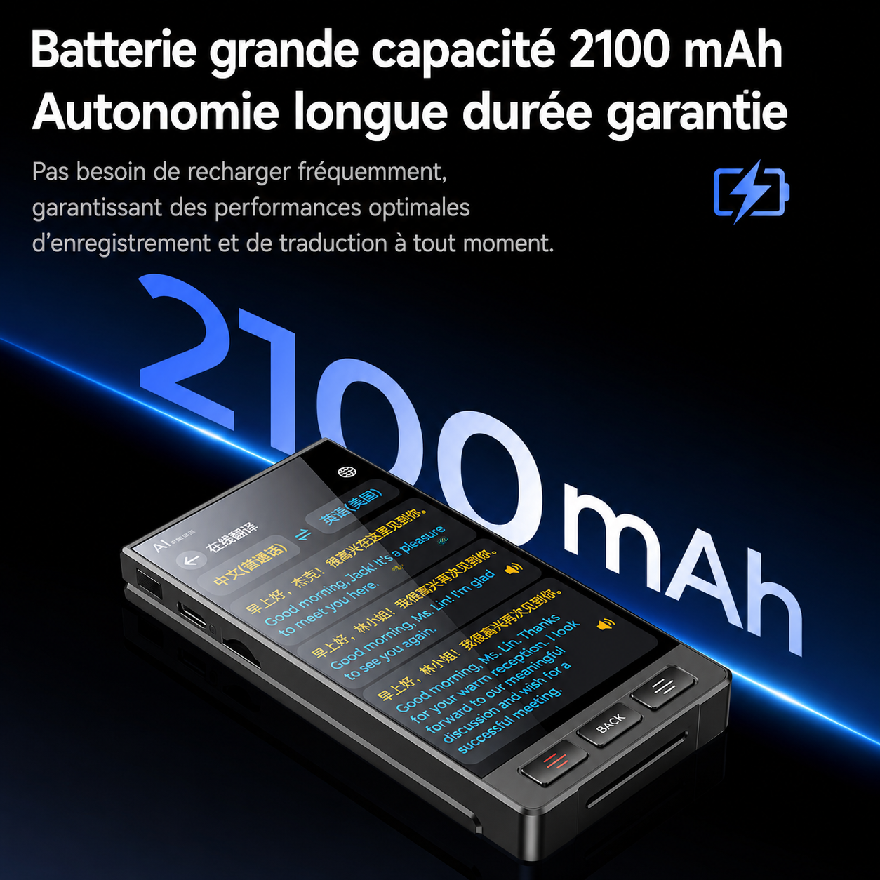 Traducteur IA M90 Pro avec traduction instantanée multilingue