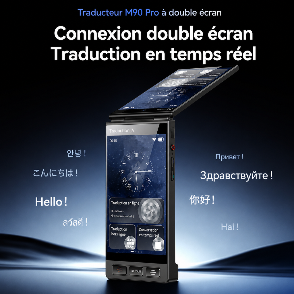 Traducteur IA M90 Pro avec traduction instantanée multilingue