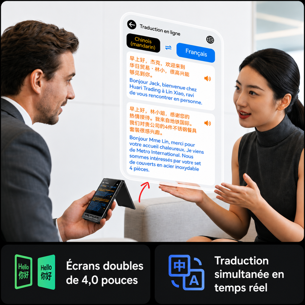 Traducteur IA M90 Pro avec traduction instantanée multilingue
