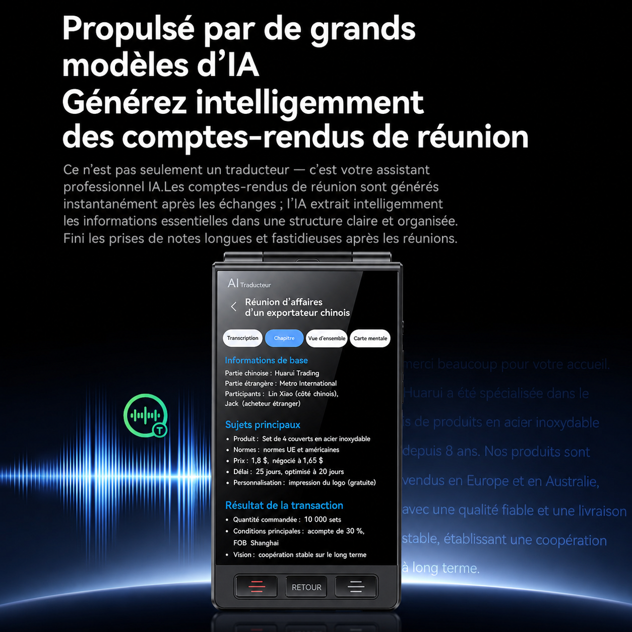 Traducteur IA M90 Pro avec traduction instantanée multilingue