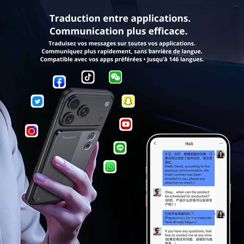 Traducteur IA PRO T10 avec traduction vocale instantanée multilingue