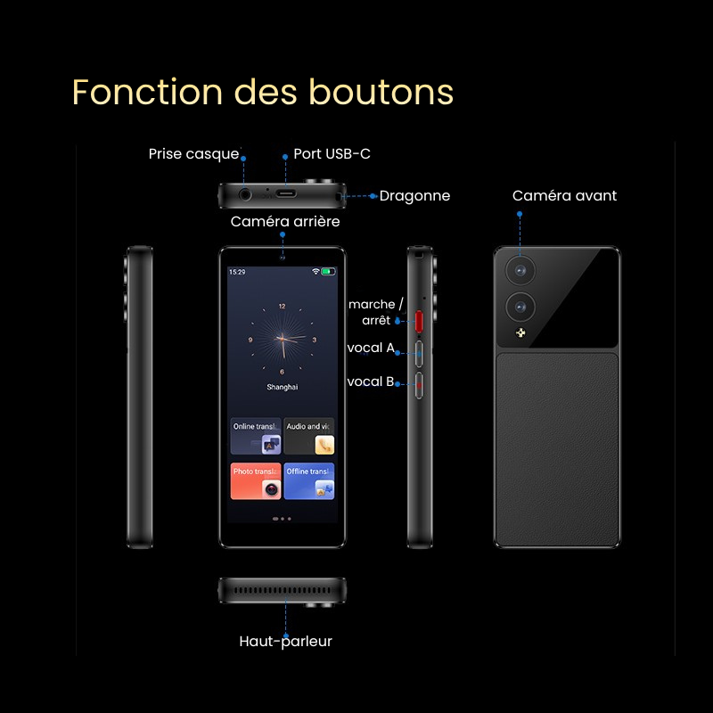 Traducteur IA S20 Pro avec traduction vocale instantanée