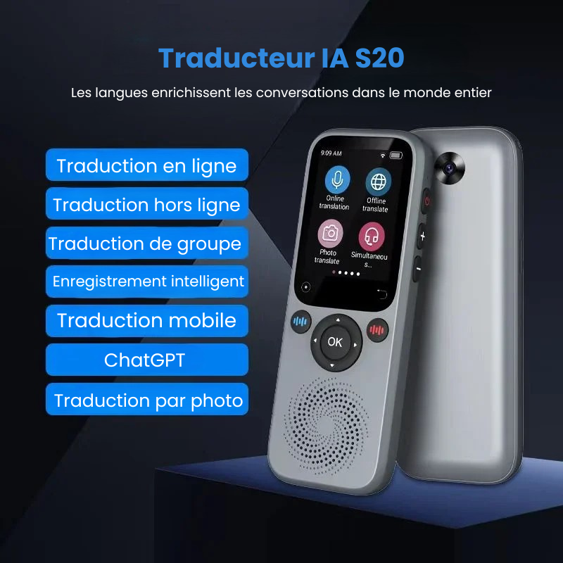 Traducteur IA S20 avec traduction vocale instantanée
