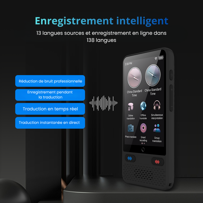 Traducteur IA S85 avec traduction vocale instantanée multilingue