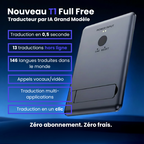 Traducteur IA T1 avec traduction vocale instantanée multilingue