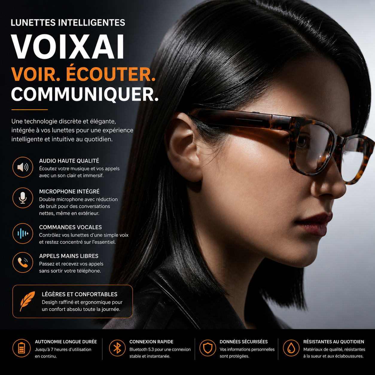 Lunettes Traductrices AI & Caméra | Vision G600 Pro