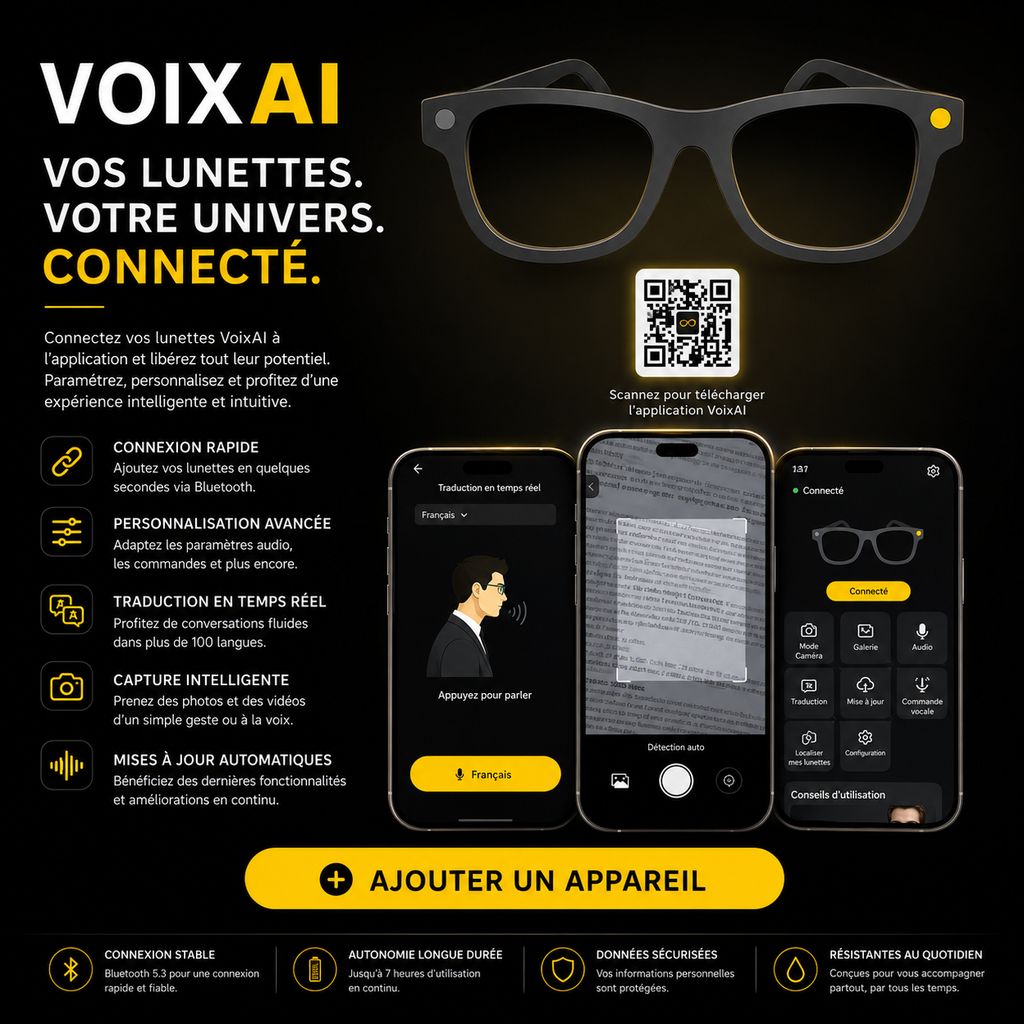 Lunettes Traductrices AI & Caméra | Vision G600 Pro