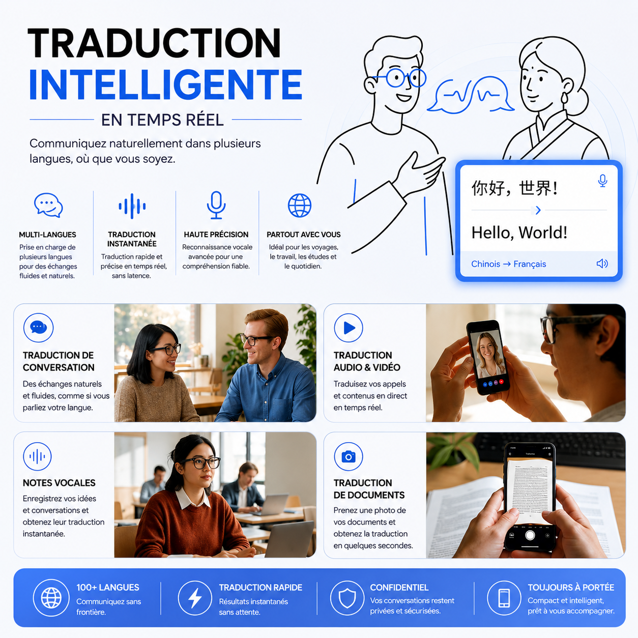 Lunettes Traductrices AI & Caméra | Vision G600 Pro