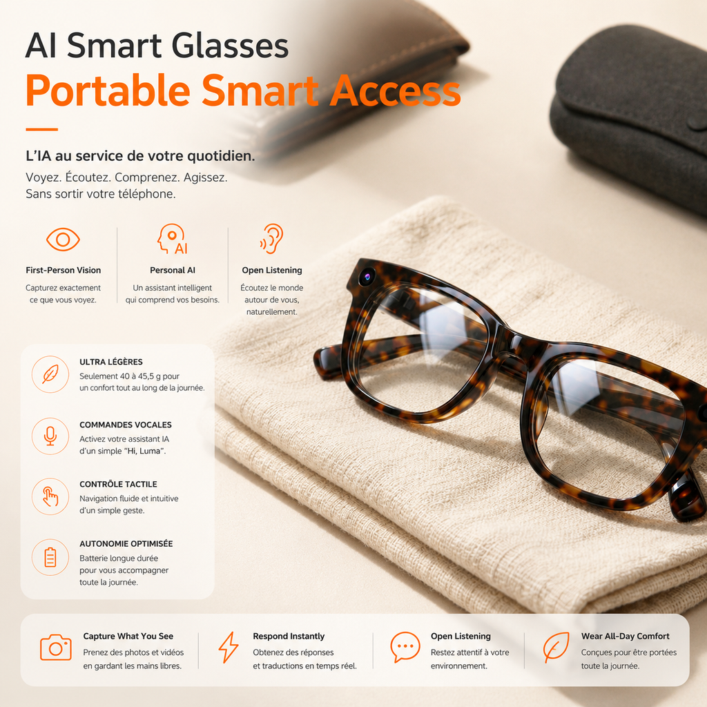 Lunettes Traductrices AI & Caméra | Vision G600 Pro